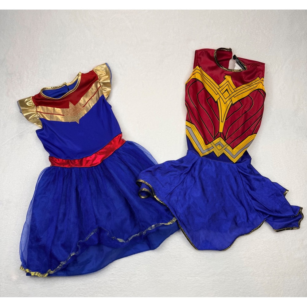 Kids Superhero Costume Set Wonder Woman Captain Marvel Dresses Medium